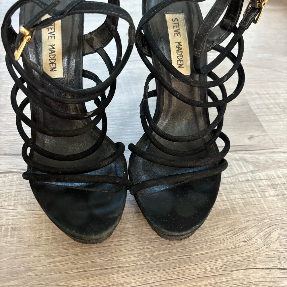 Steve Madden Black Multi-Strap Heels - Picture 3 of 7